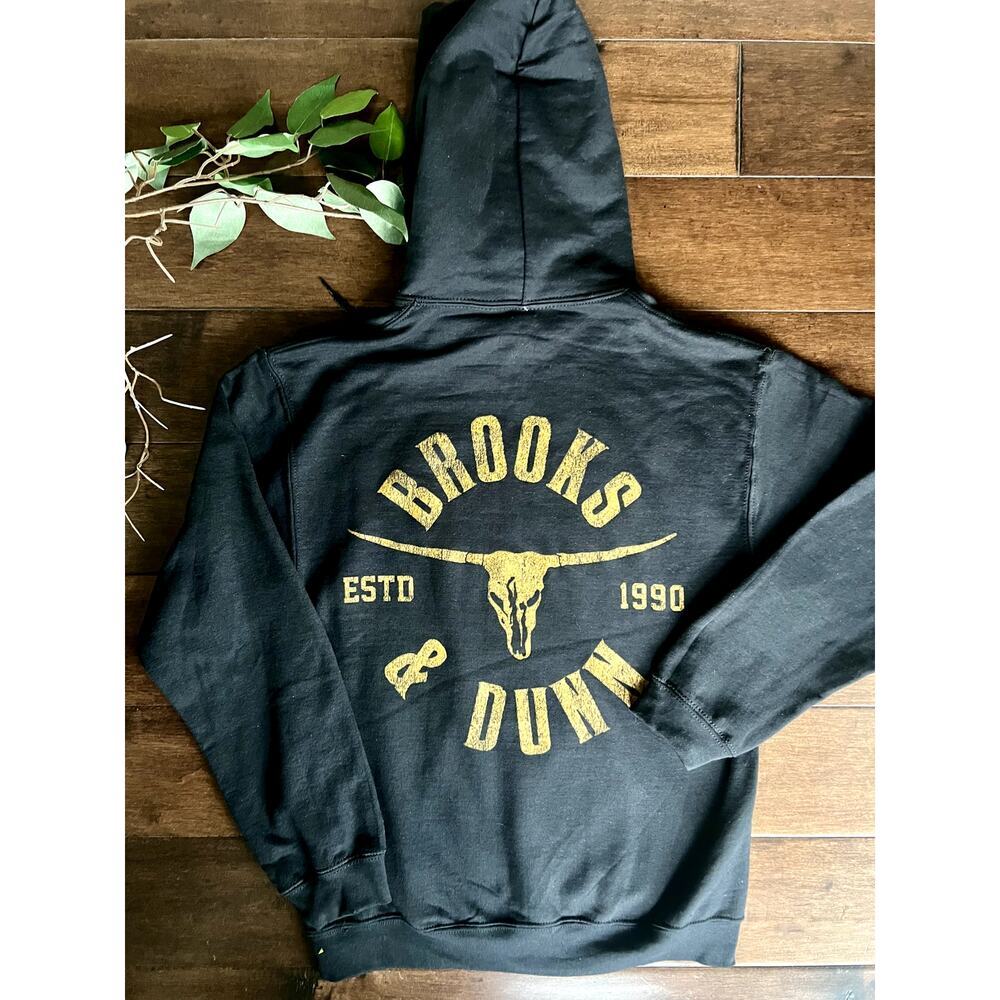 NWT Brooks & Dunn men's black sweatshirt hoodie size S - Picture 2 of 3